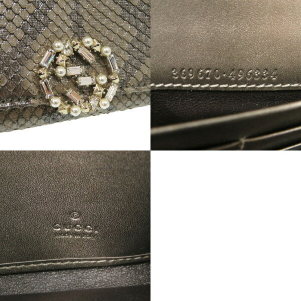 Gucci Continental Wallet Python GG Sparkling Brow… - image 7